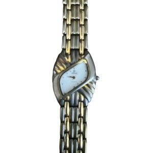 Vintage Jovial Women Watch Gold Silver Tone Swiss Bracelet Quartz 7" New Battery